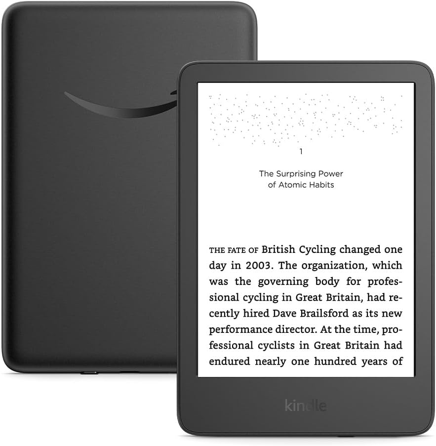 جهاز أمازون Kindle (16 جيجابايت) - جهاز Kindle الأخف والأصغر حجمًا بشاشة بدون توهّج وتصفّح أسرع وإضاءة أمامية قابلة للتعديل وعمر بطارية طويل - أسود