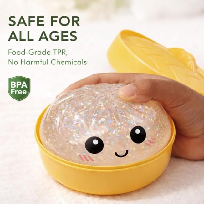 Random Dumpling Squishies Mystery Box, 11 Colors Random Mystery Glitter Dumpling Squishies Toy Gift Box, Colorful Stress Balls Fidget Sensory Toy Desk Toys for Kids Adults (1 pcs)