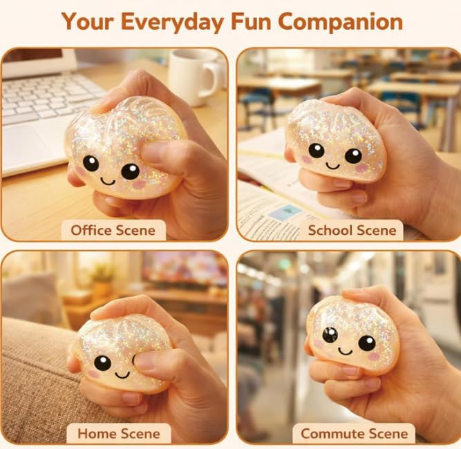 Random Dumpling Squishies Mystery Box, 11 Colors Random Mystery Glitter Dumpling Squishies Toy Gift Box, Colorful Stress Balls Fidget Sensory Toy Desk Toys for Kids Adults (1 pcs)
