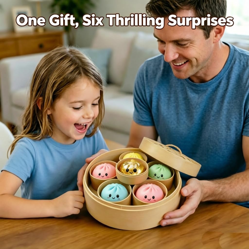 Random Dumpling Squishies Mystery Box, 11 Colors Random Mystery Glitter Dumpling Squishies Toy Gift Box, Colorful Stress Balls Fidget Sensory Toy Desk Toys for Kids Adults (1 pcs)