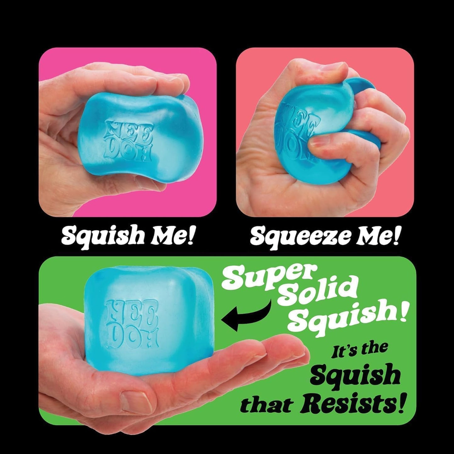 Schylling NeeDoh Nice Cube Squishy Sensory Fidget Toy, Assorted Colours, 5.7 cm, Stress Relief for Kids and Adults