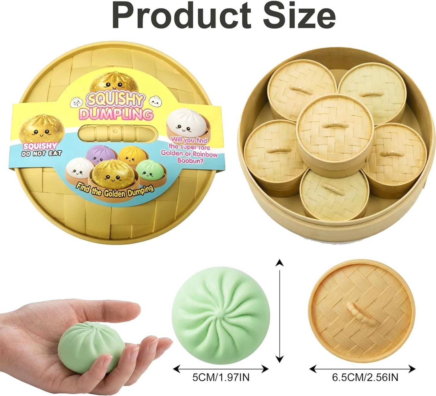 Random Dumpling Squishies Mystery Box, 11 Colors Random Mystery Glitter Dumpling Squishies Toy Gift Box, Colorful Stress Balls Fidget Sensory Toy Desk Toys for Kids Adults (1 pcs)