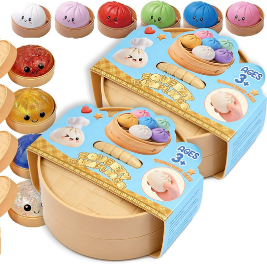 Random Dumpling Squishies Mystery Box, 11 Colors Random Mystery Glitter Dumpling Squishies Toy Gift Box, Colorful Stress Balls Fidget Sensory Toy Desk Toys for Kids Adults (1 pcs)