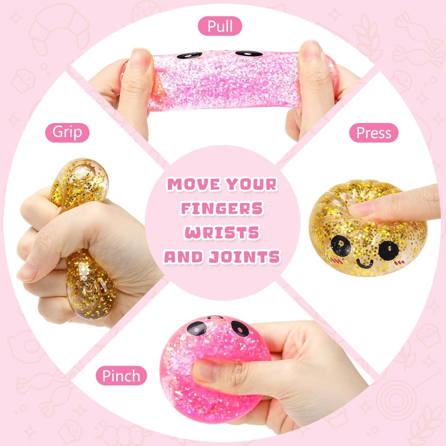 Random Dumpling Squishies Mystery Box, 11 Colors Random Mystery Glitter Dumpling Squishies Toy Gift Box, Colorful Stress Balls Fidget Sensory Toy Desk Toys for Kids Adults (1 pcs)