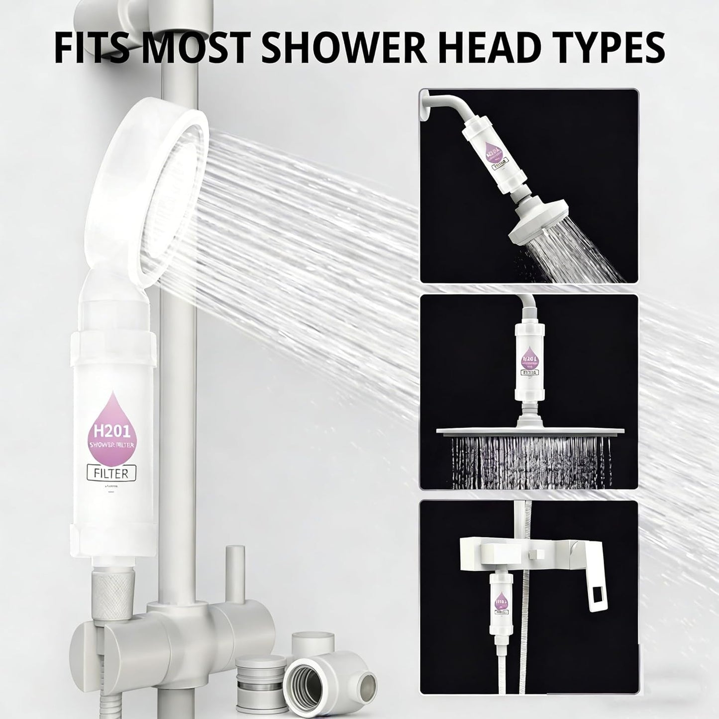 3Pcs Vitamin Shower Filter(Lavender+Rose+Cherry Blossom),Aromatherapy Softener Purifier,Filters Contaminants, Anti Hair Loss, Chlorine Removal - Rust Removal, Relaxing Aromatherapy, Easy Installation