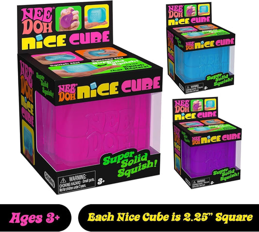 Schylling NeeDoh Nice Cube Squishy Sensory Fidget Toy, Assorted Colours, 5.7 cm, Stress Relief for Kids and Adults